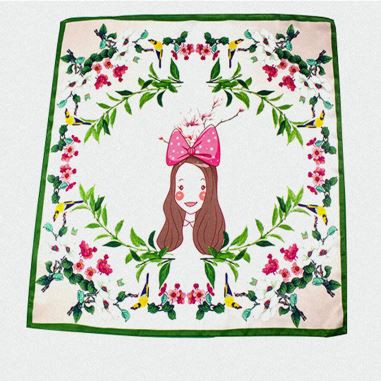 کسٹم کارٹون ڈیزائن سلک ساٹن سکارف۔